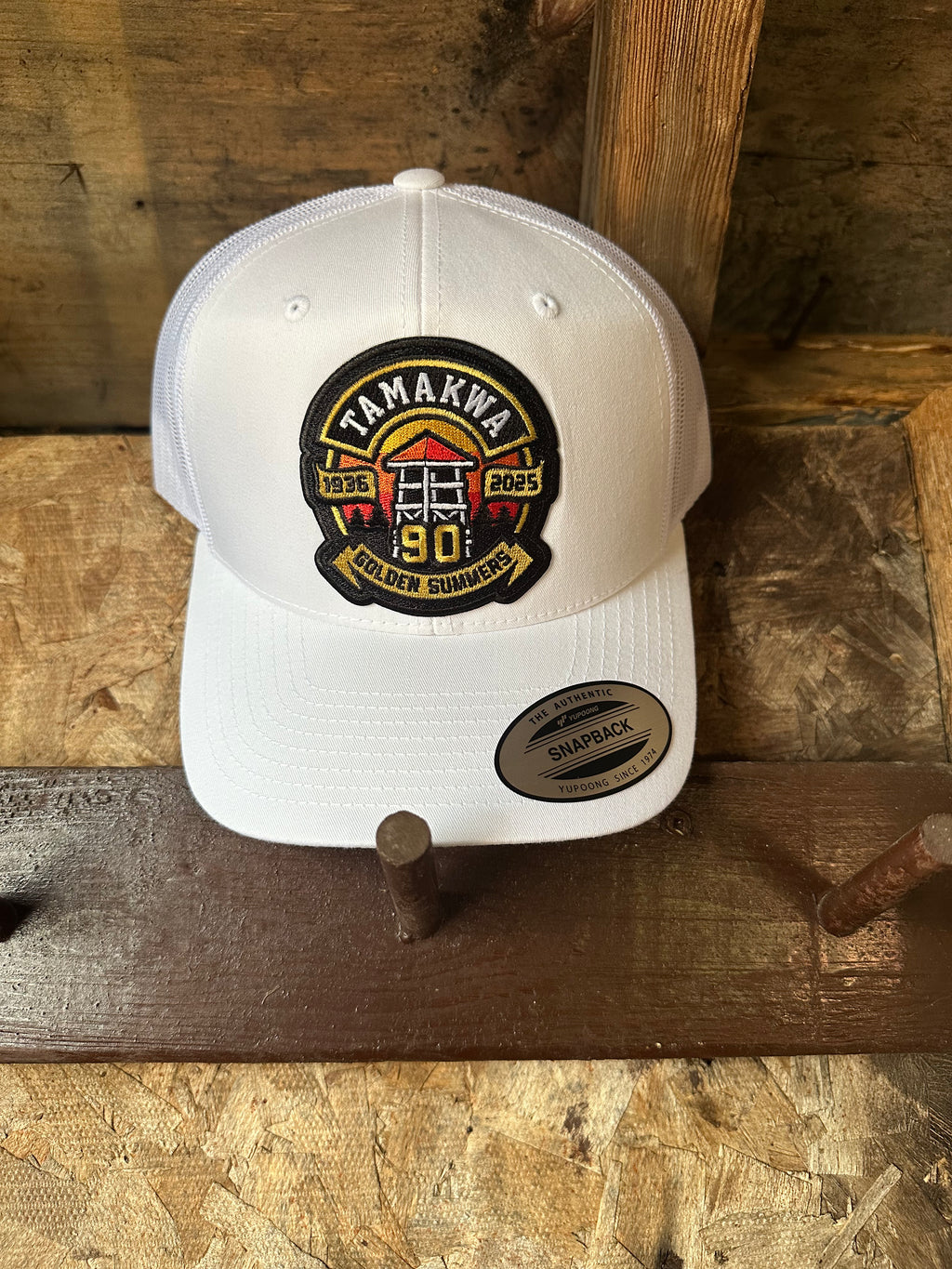 White Trucker Hat - 90th Patch