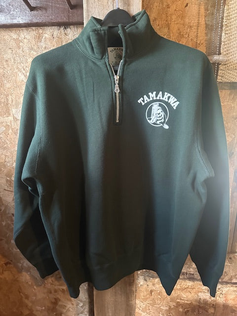 Adult Green Zip Polo Sweatshirt