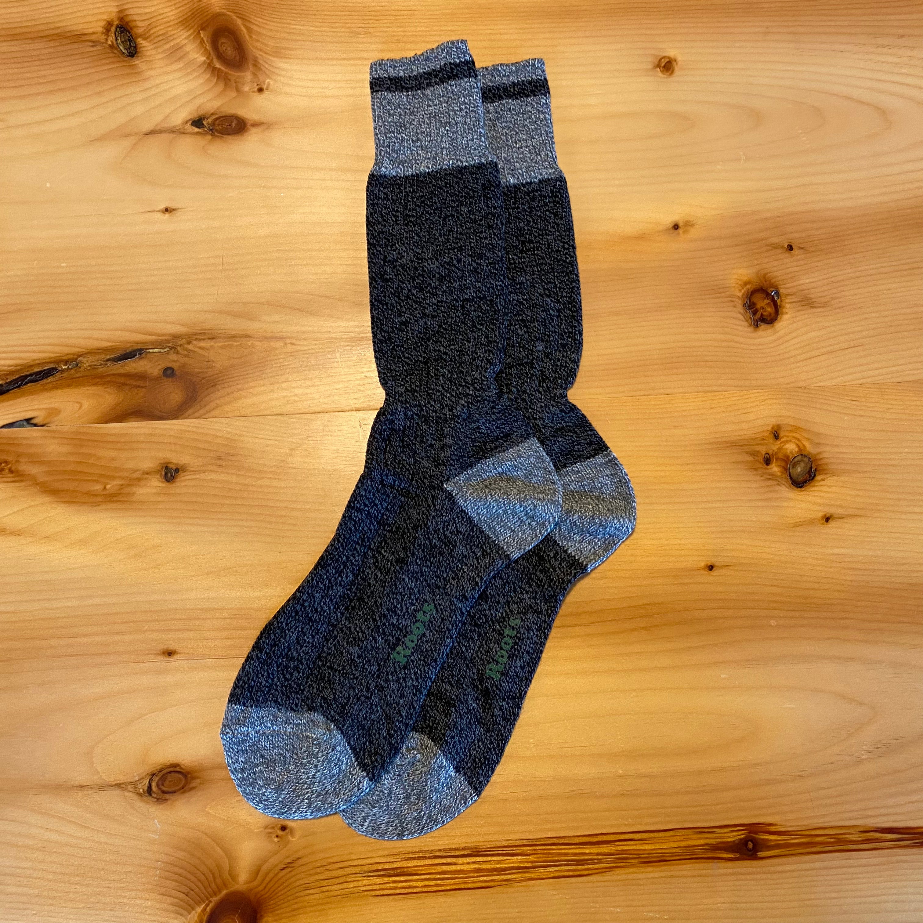 Adult Roots Cabin Sock – 2 Pack - Black Mix with Black Stripe
